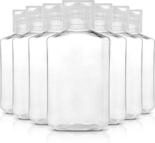 Miniatura 3 de Frcctre Paquete de 60 botellas vacías de viaje de plástico transparente de 2 onzas, botellas portátiles recargables de PET con tapas abatibles,