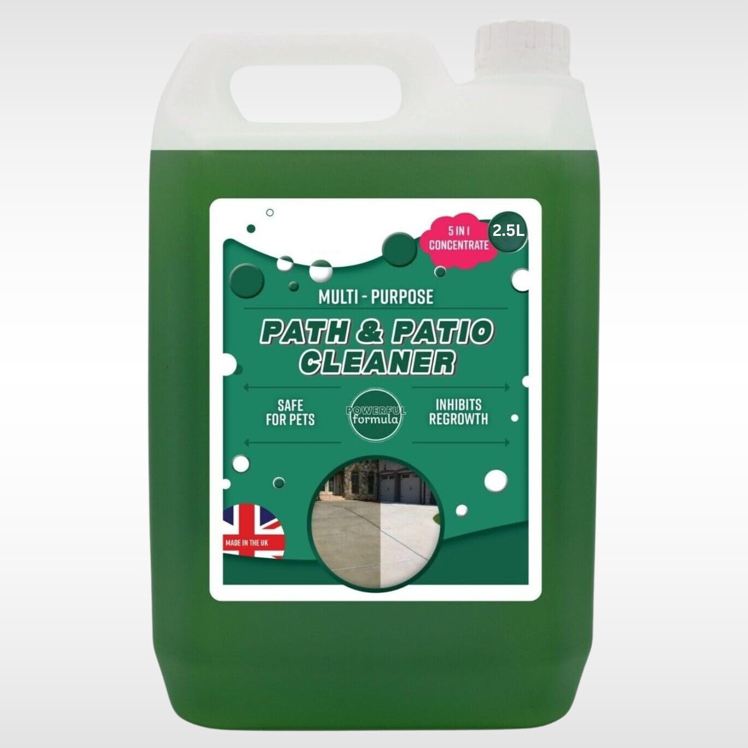 Dunnet Tools Green Patio Cleaner Mould Remover Driveway Cleaners Path Cleaner Spray And Leave Decking Cleaners Block Paving Moss Killer Algae Remover Brick Cleaners (5L Path And Patio Cleaner)
