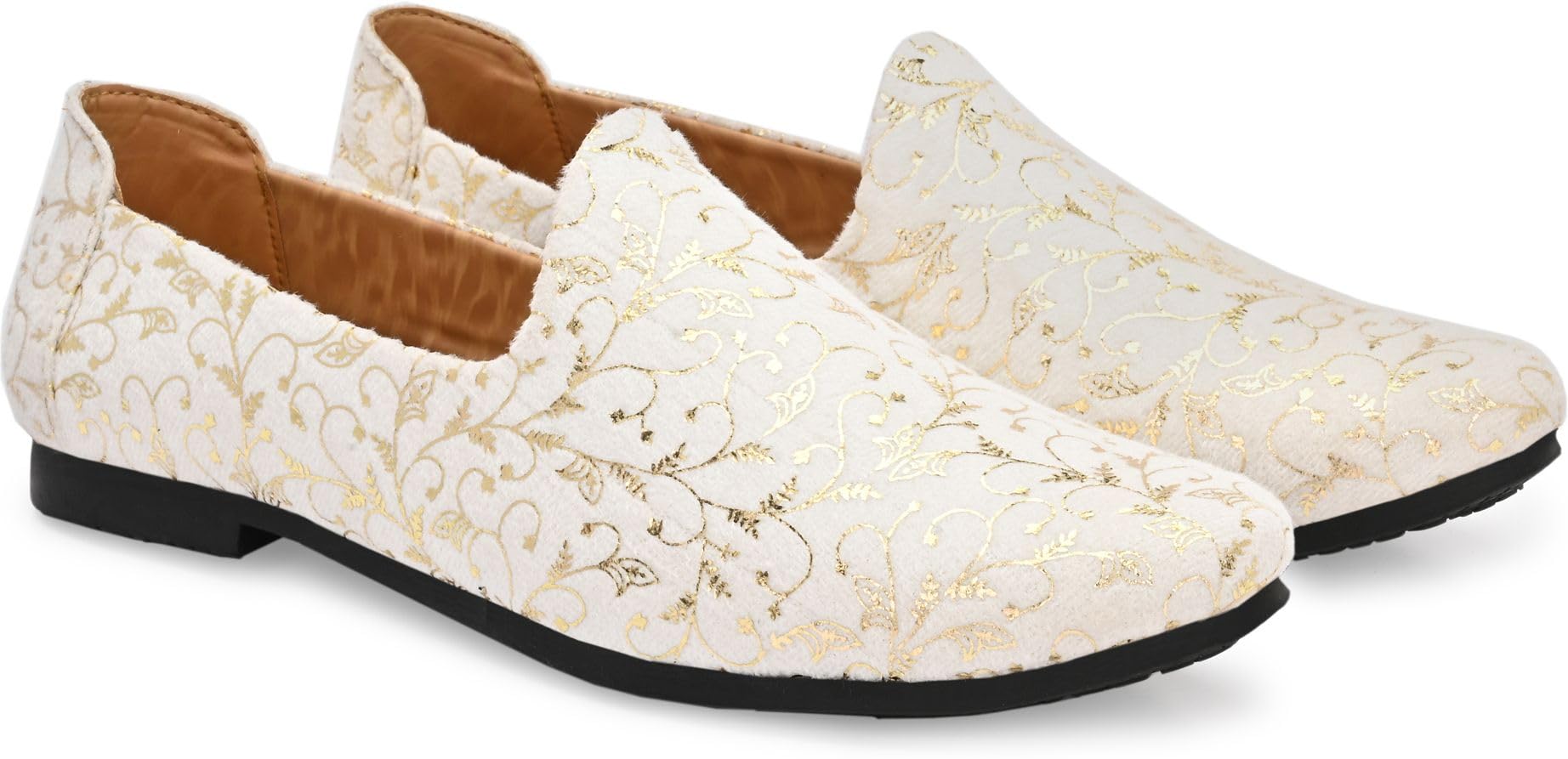 SAMRAT Royal Look Mojaris Juttis Slip On for Men White-image-25