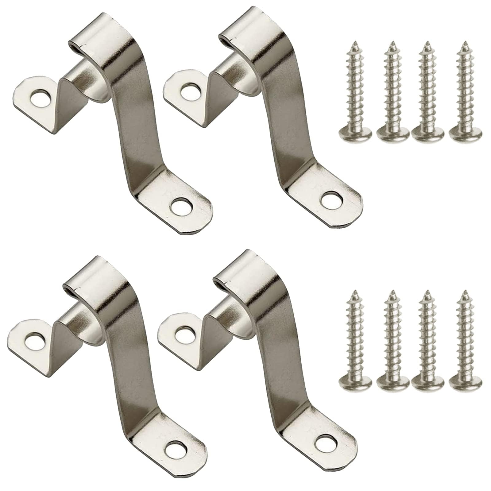 Kowibcl 7/16โ Cafe Rod Brackets,Curtain Rod Brackets for mounting a Curtain Rod to The Wall (6-Nickel(4pcs)) โ image 1