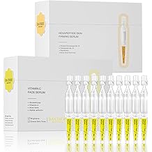 秋冬护理 | BACHERI 维生素 C + 六肽面部精华 &ndash; AM/PM 安瓿二重奏,适用于 25 岁以上皮肤 &ndash; 提亮、保湿、紧致和抗衰老面部精华,适用于干燥、敏感和早衰皮肤