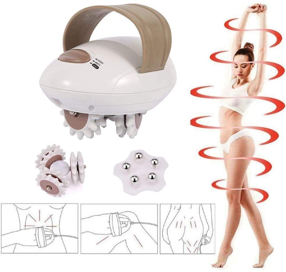 Cintura Dimagrante, Mini massaggiatore Elettrico 3D Massaggio, Trattamento Modellante Perdita Peso, rimozione Grasso, rilassamento Corpo, Dispositivo massaggiante motorizzato a Rullo, Marrone