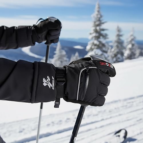 Miniatura 7 de SKYDEER Guantes de esquí de piel de ciervo 100 % impermeables y de alta calidad con forro Thinsulate 3M de 5.53 oz, ultra suaves, duraderos