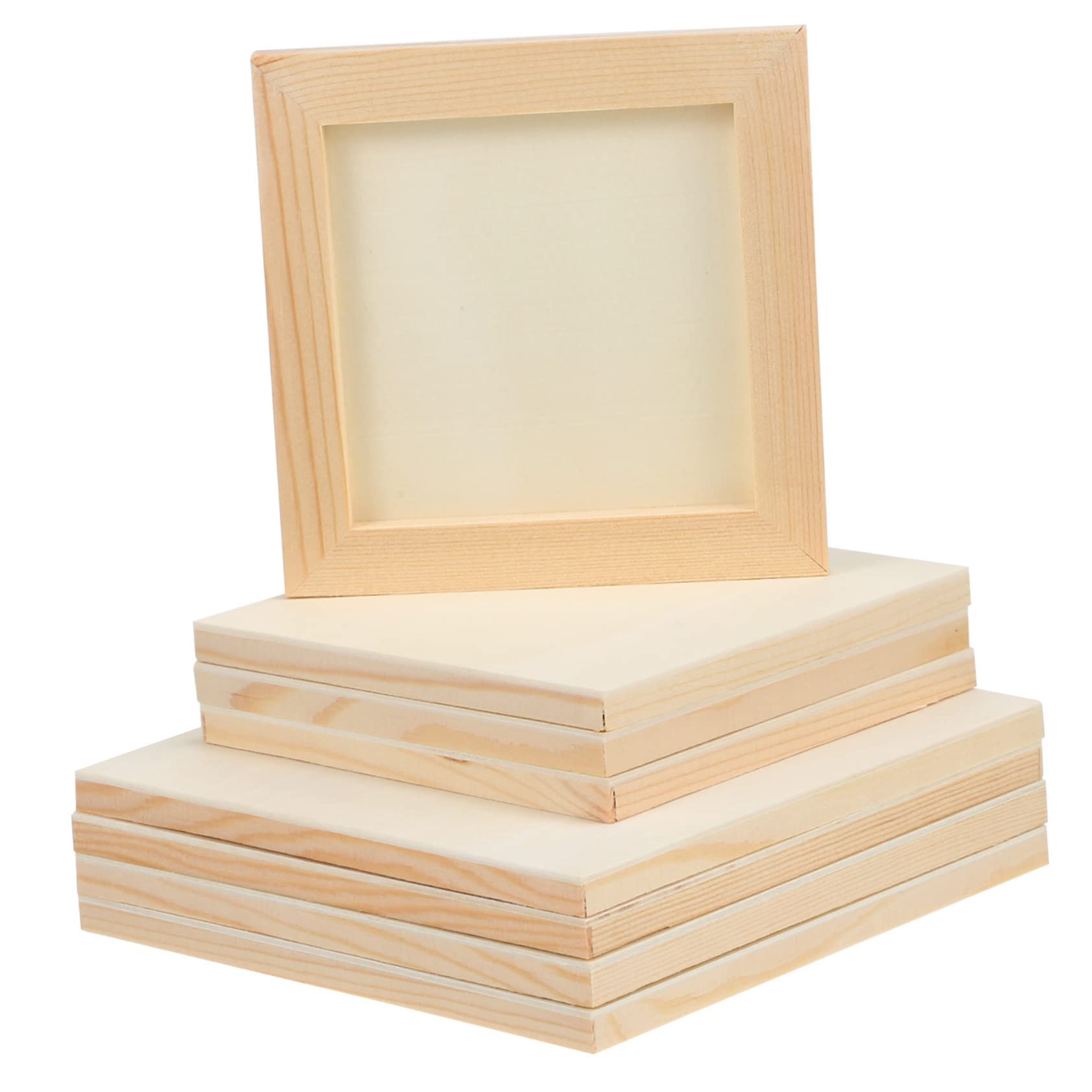 SUPVOX 8Pcs Square Wooden Picture Frames Craft Kit Photo Frames for Decorating Display Wooden Frames for Arts and Crafts Projects