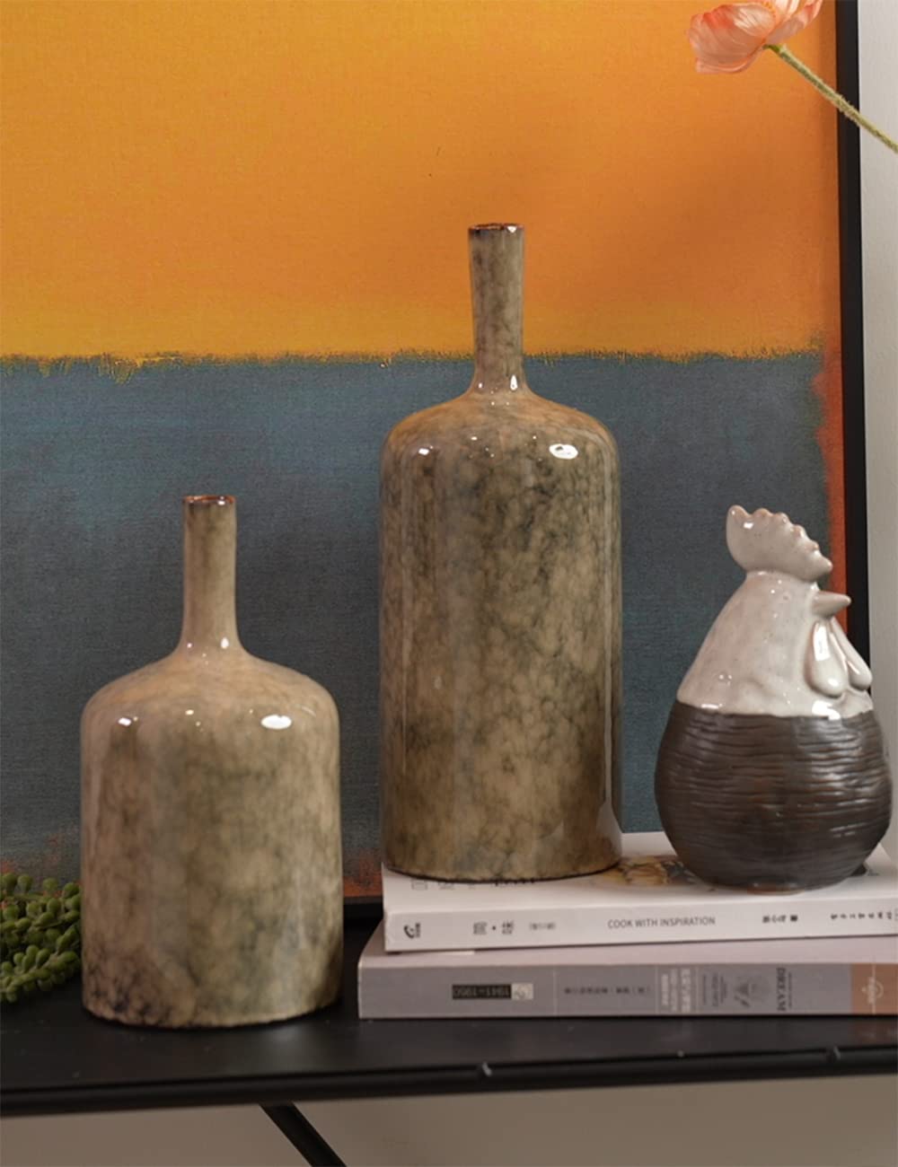 HAUCOZE Ceramic Flower Vase Table Statue Decor Sculpture Home Gifts Arts 10.4 inch