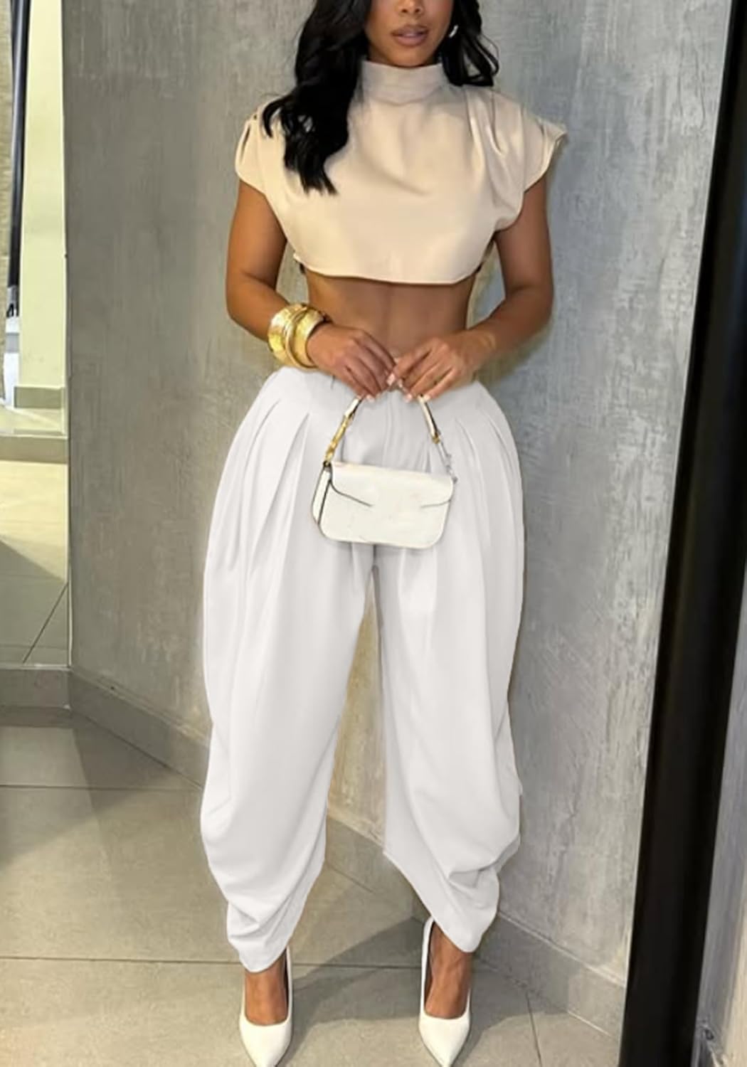 NRTHYE Womens Pleated Dress Pants High Waisted Baggy Wide Leg Palazzo Slacks Work Trousers Business Casual Pants - Image 6