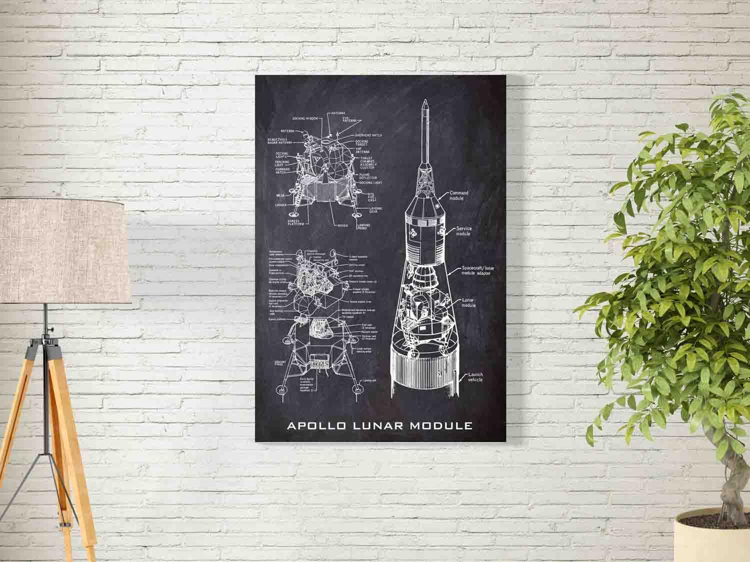 apollo lunar module Wall Art for Decoration easy to hang, 90x60cm, 1Pcs