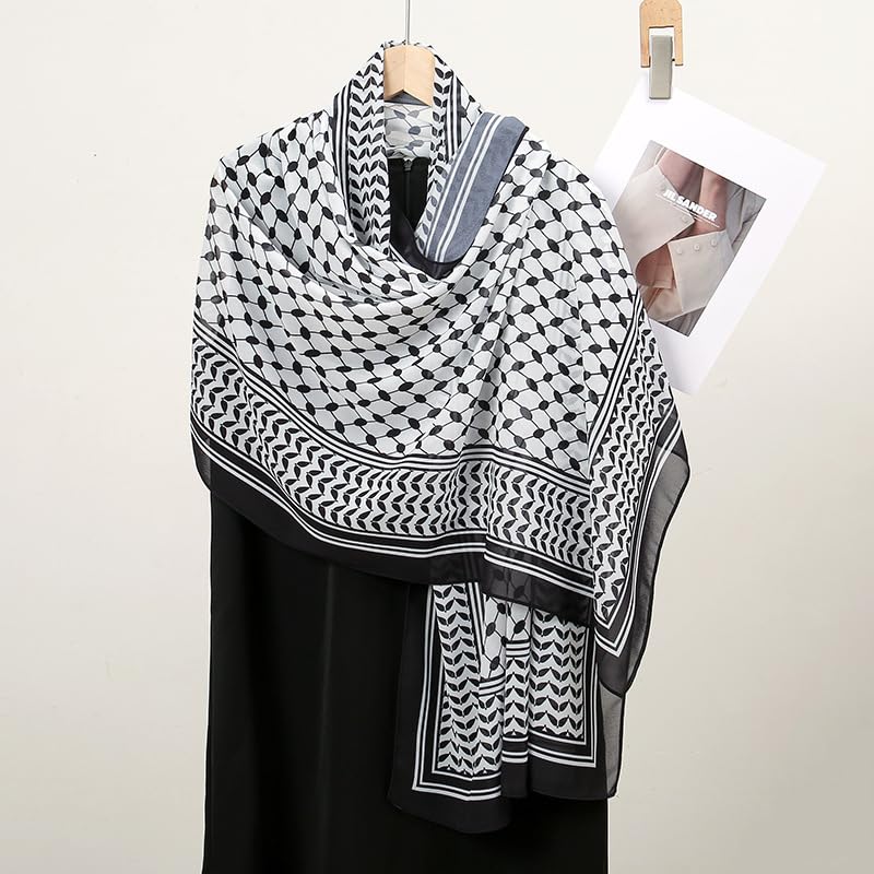 SYANKANGXIAO Lightweight Ramadan Chiffon Scarf Headscarf for Women Muslim Keffiyeh Palestine Sunscreen Hijabs Shawl3