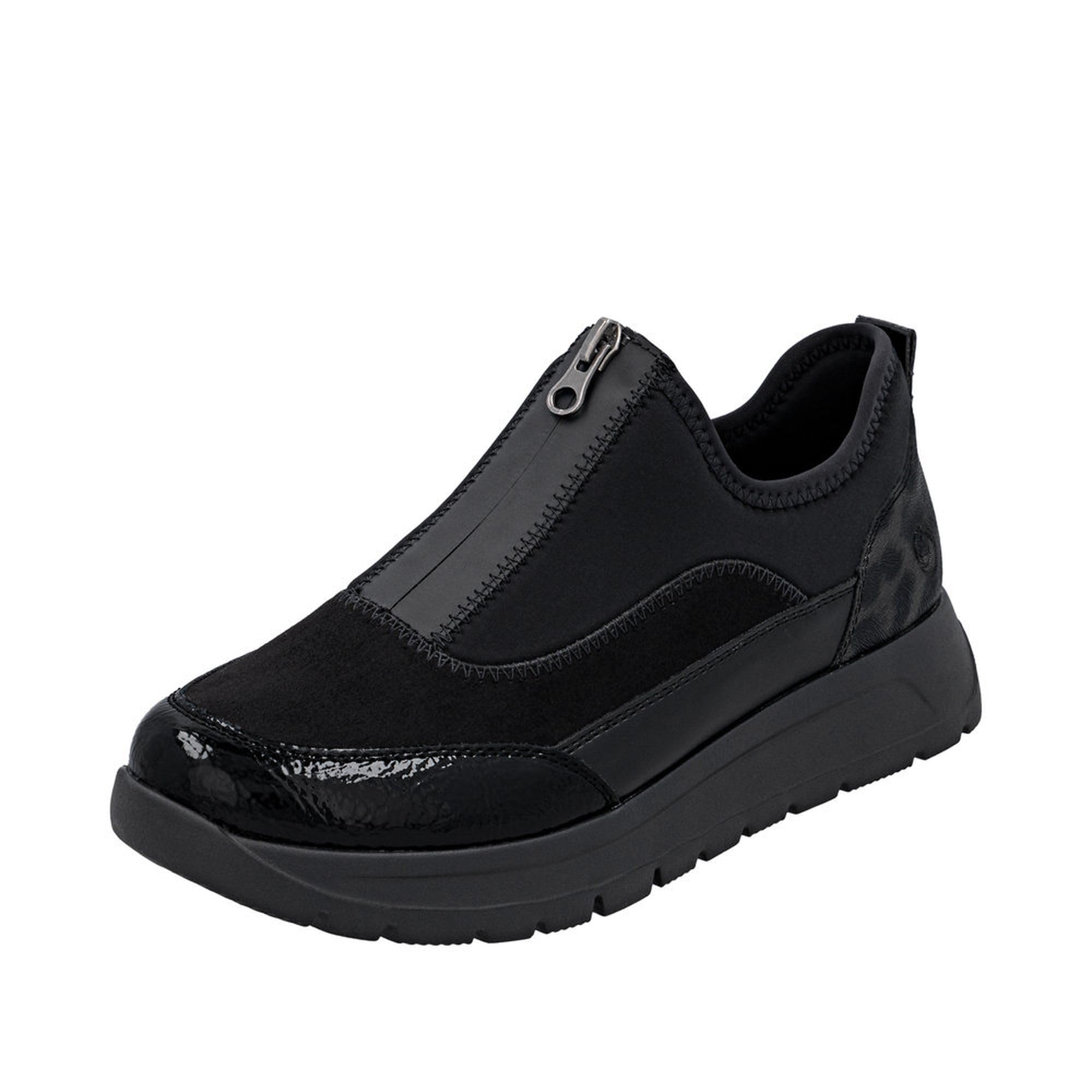 Remonte D2V01-04 Ajala Zip Black patent suede Womens trainers in a Plain Textile in Size 41