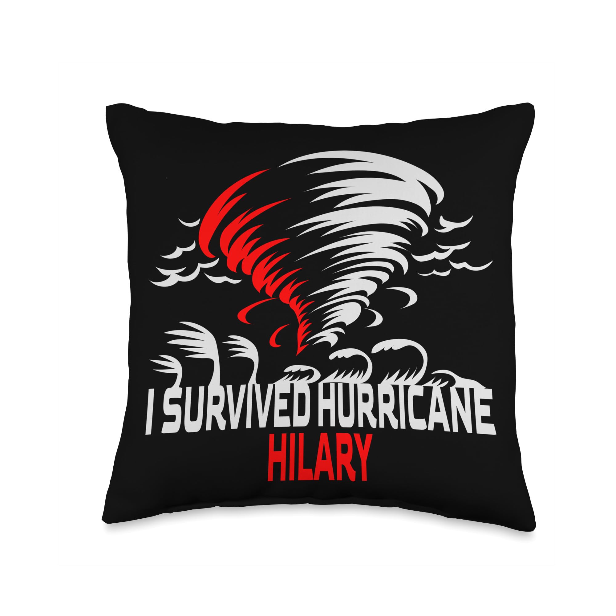 I Survived Hurricane Hilary Throw Pillow, 16x16, Multicolor