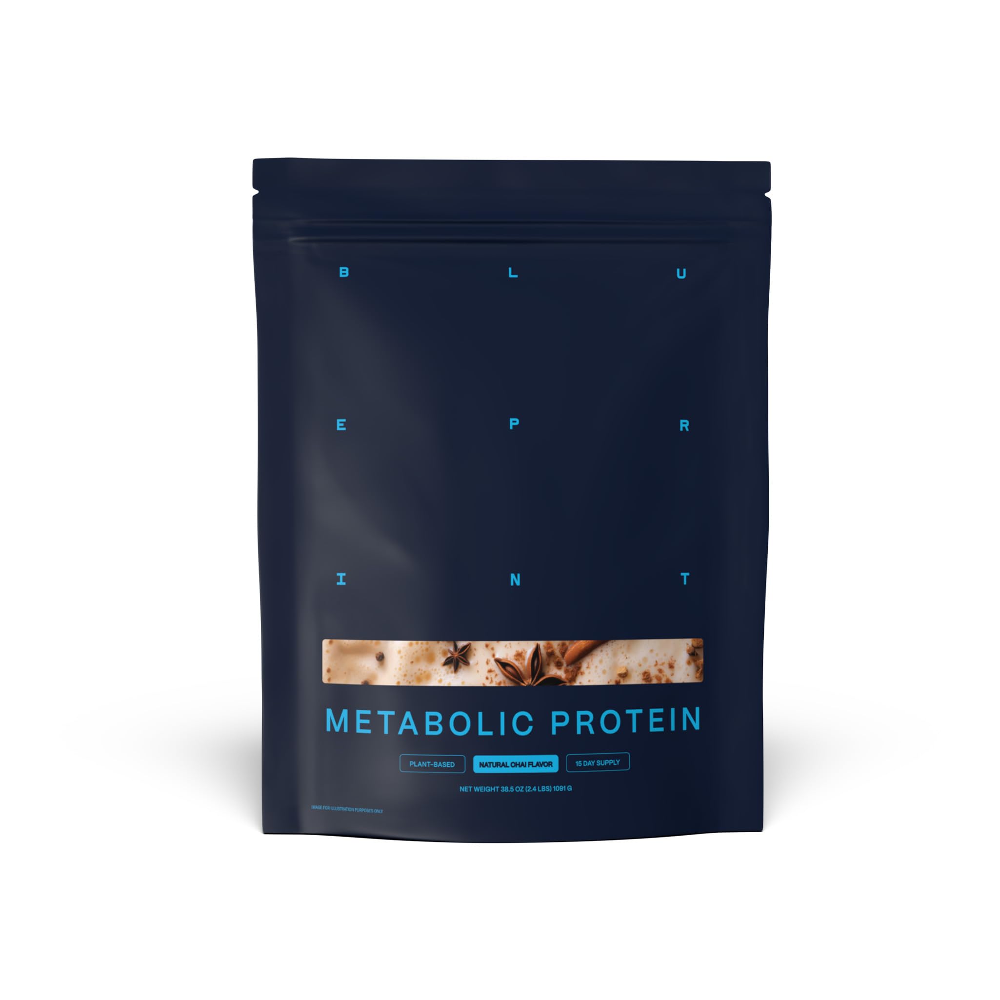 Blueprint by Bryan Johnson Vegan Protein Meal Replacement – Plant Based Hemp Protein with 27g Protein Per Serving – Low Calorie, Chai Flavored Protein for Women & Men – Dairy Free– 15 Servings