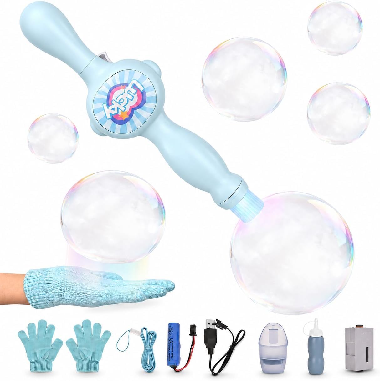 fog bubble wand, elastic fog bubble machine for kids, blue | creates fog-filled elastic bubbles for parent-child play, outdoor fun and simple science-style interaction.