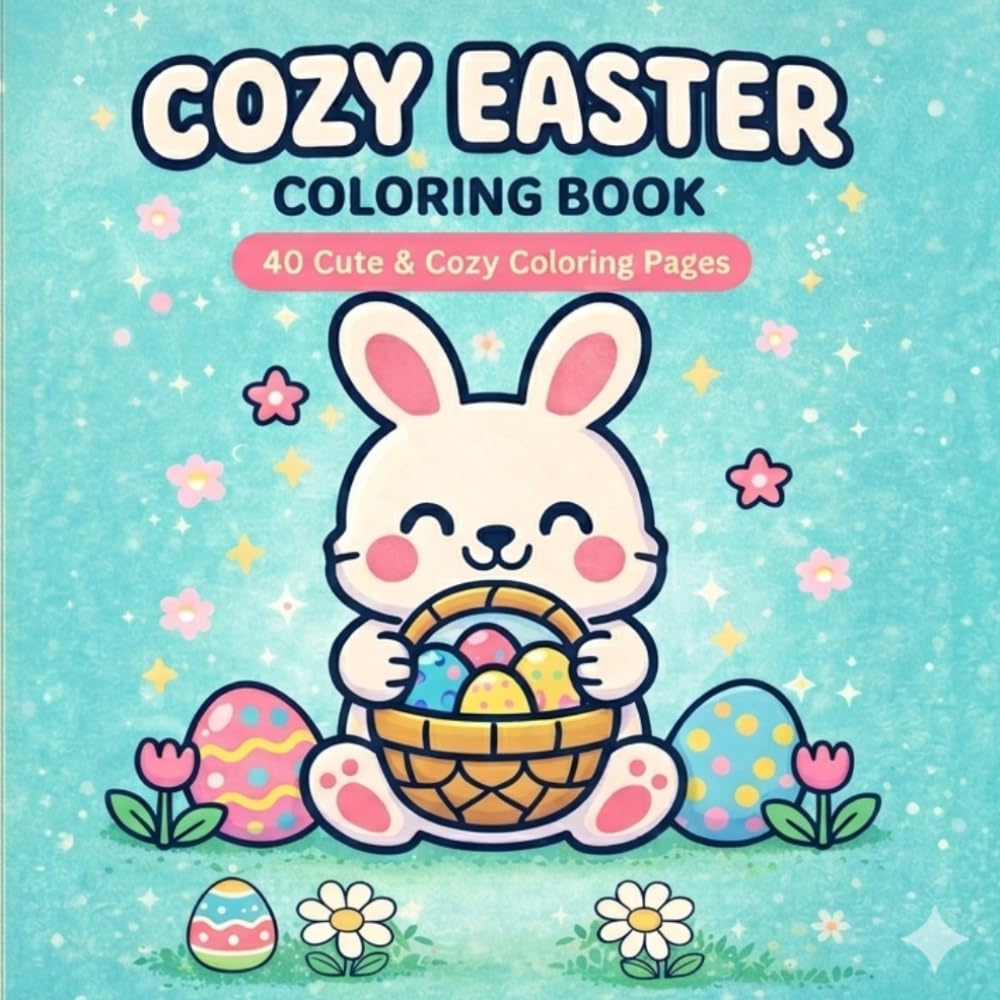 40 Cute & Cozy Coloring Pages for Kids, Teens & Adults | Bold & Easy Bunny, Spring & Easter Scenes