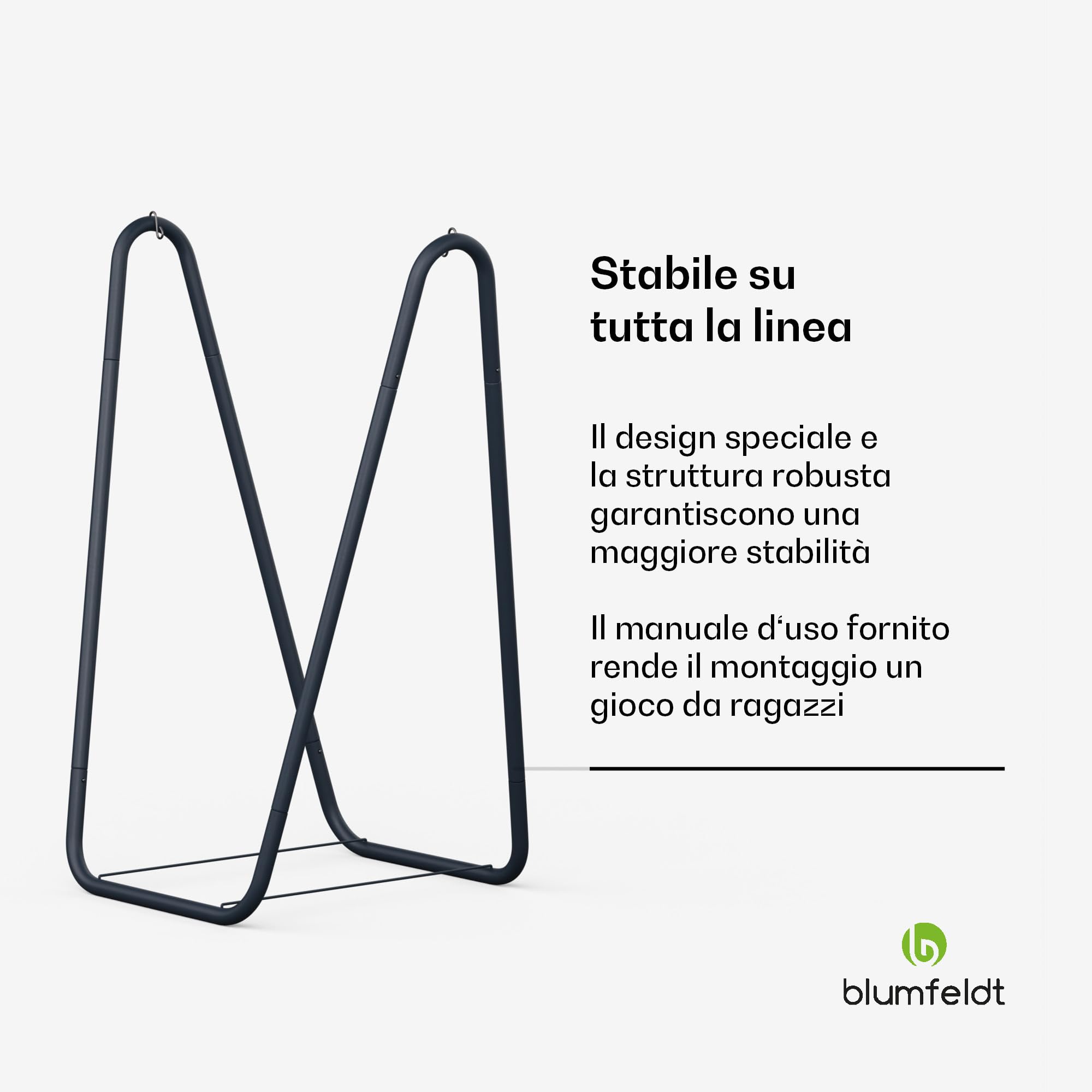 blumfeldt SwayStation - Supporto per Amaca da Giardino, Struttura in Acciaio, capacità: 100 kg, Rivestimento Antiruggine, Resistente agli Agenti Atmosferici, Design Robusto, 81,5x147x111 cm