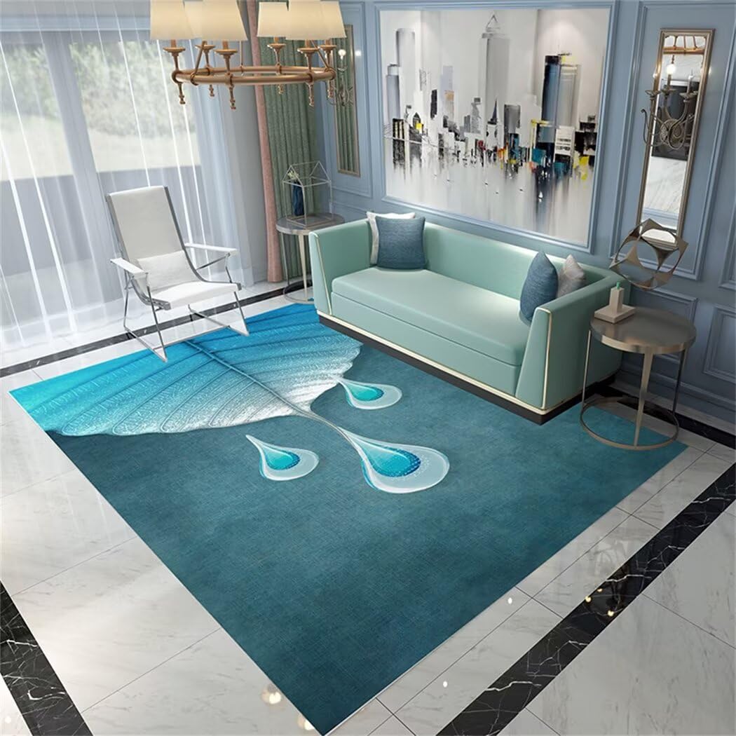 Tapis exquis à poils courts bleu 200x280cm au motif classique et simple
