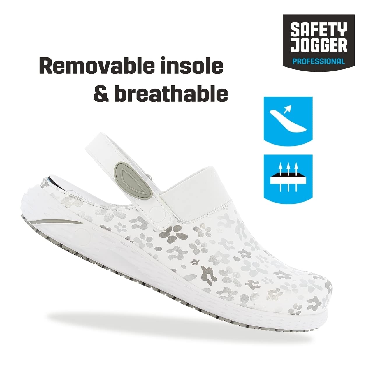 SAFETY JOGGER Sabots de sécurité Femmes - Dany - Chaussure de Travail légère et Confortable à Velcro, idéale infirmières ou Cuisine, antidérapante et Absorbant Chocs, Oxypas