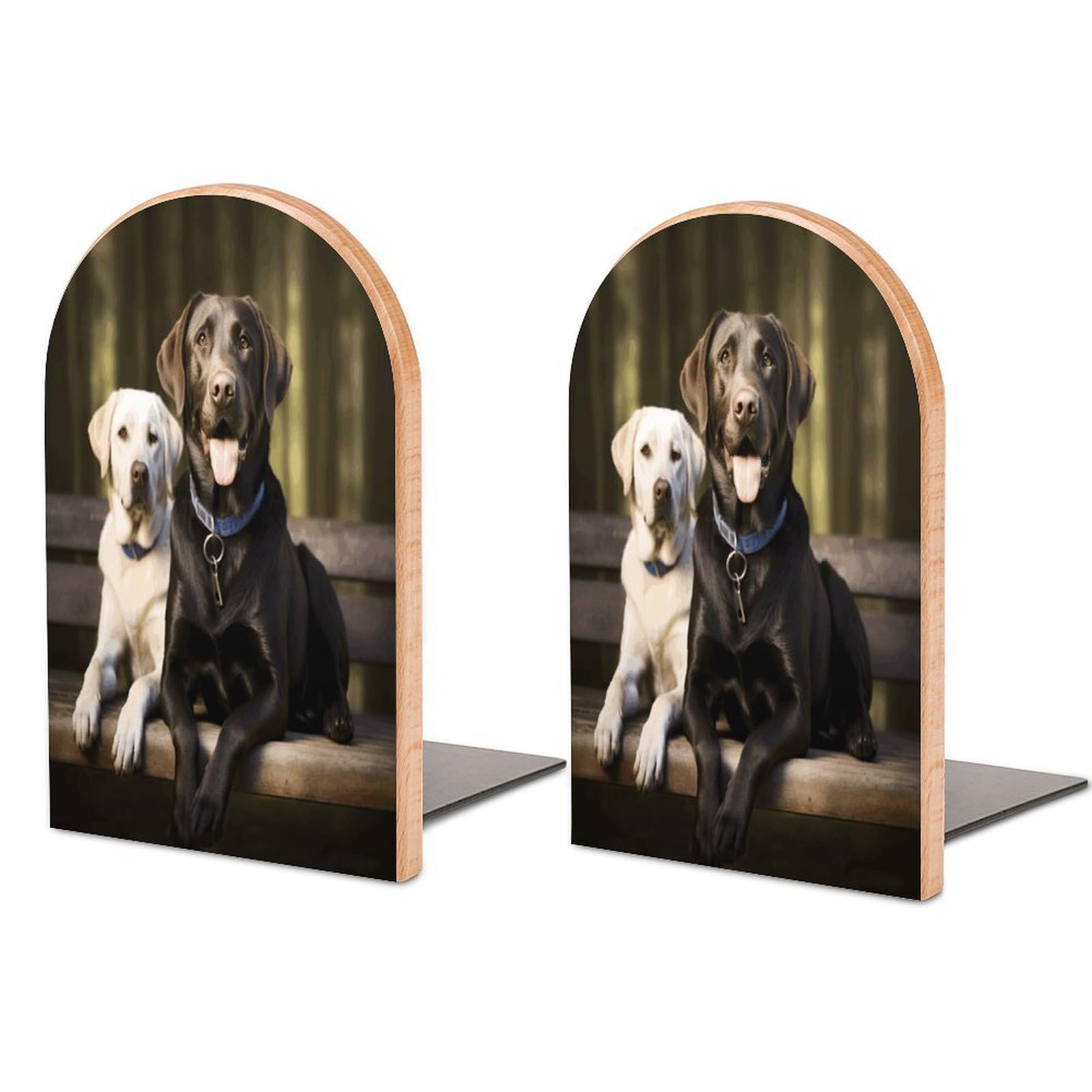 Labrador Bookends Modern Bookends for Shelves Fashion Heavy Duty Book Stopper Sturdy Non-Skid Metal Base Wood Book Ends for Library Home Office 1 Pair