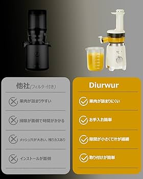 ・スロージューサー 低速 Diurwur ミニ 搾りカス分離 ミキサー 小型 Amazon.co.jp: Diurwur スロージューサー 搾りカス分離 ミニ