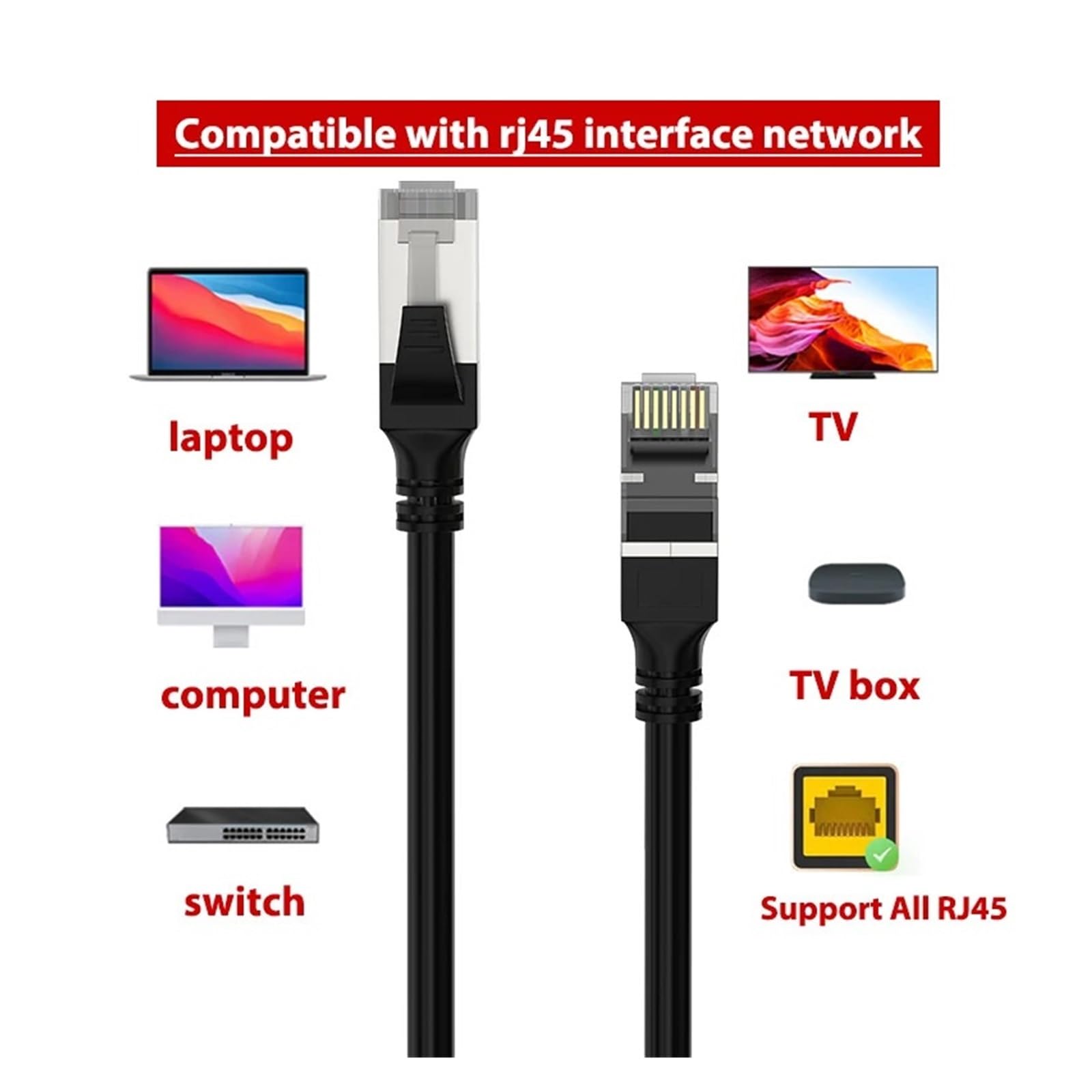 Ethernet-Kabel, Cat7 SSTP-Ethernet-Kabel 10 Gbit/s, 0,2–10 m, RJ45 vergoldet