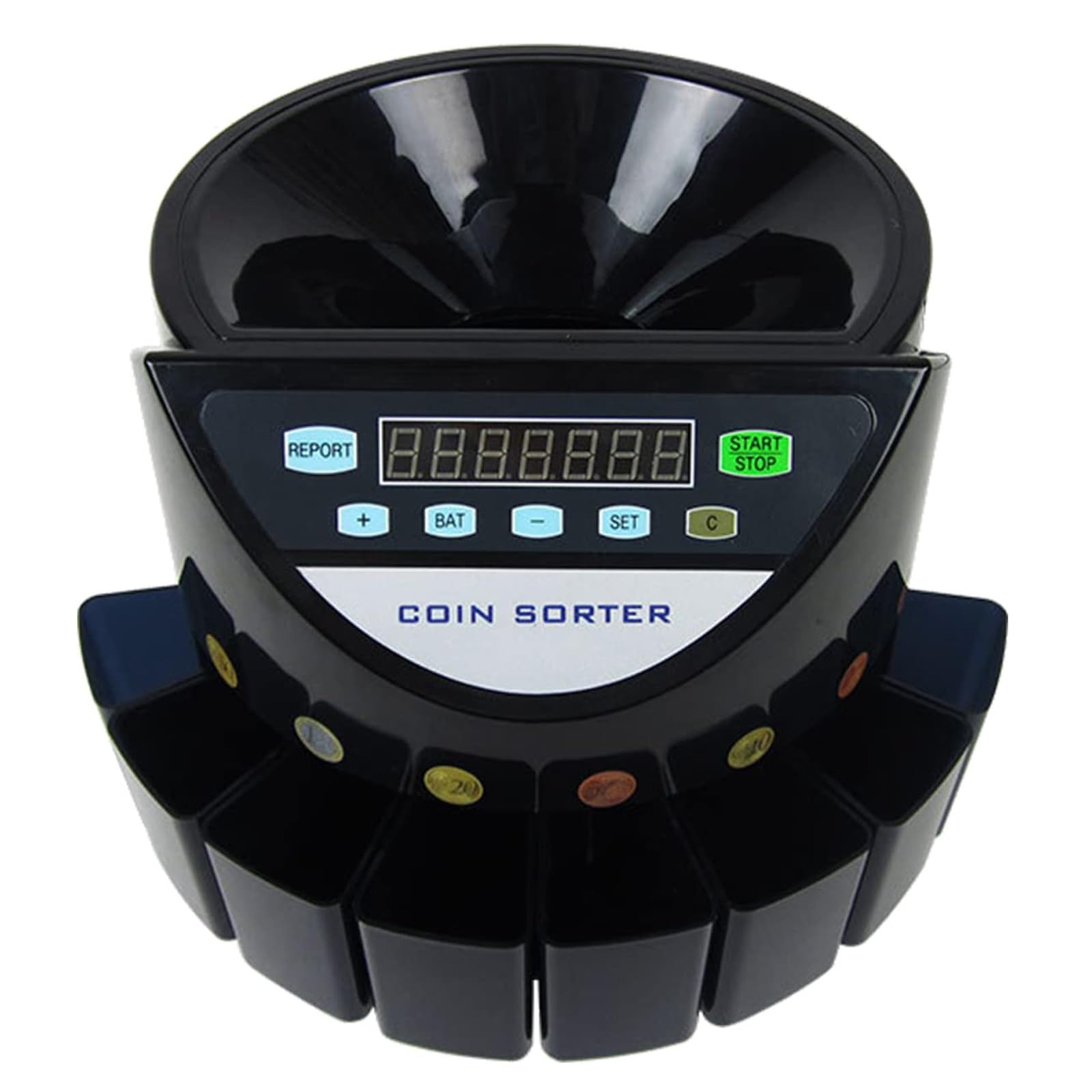 Contatore elettronico commerciale di monete con display digitale a LED Macchina automatica di conteggio delle monete per la Banca del negozio della scuola, conteggio dei lotti di 300 monete/min