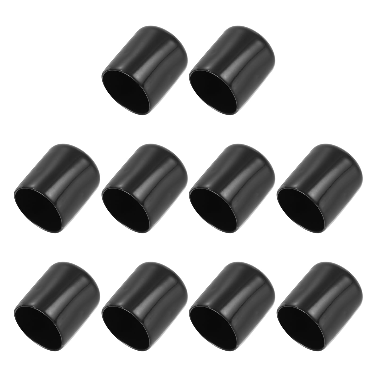 PATIKIL 22MM Vinyl Rubber End Caps, 10 Pack Flexible Bolt Screw Covers Caps Round Thread Protector Caps for Metal Tubing Rod Bolts, Black — image 1