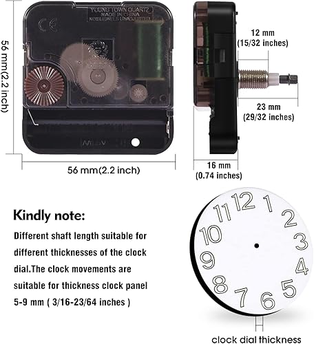 Miniatura 8 de DEEWISH Reloj de pared grande 12888 de repuesto de movimiento, piezas de reloj de alto par de eje I, mecanismo de reloj de cuarzo operado con pilas,