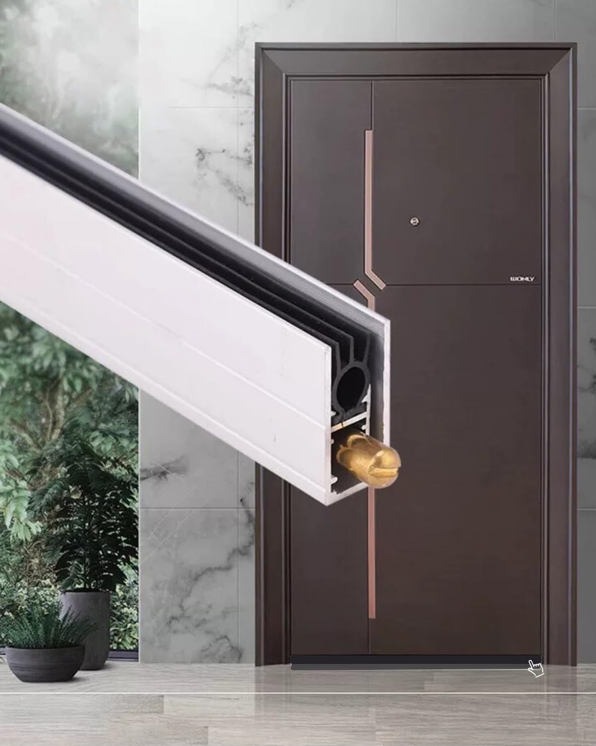 Built-in Automatic Lift Door Sweep 24 30 32 36 38 48 59 63 in, Concealed Wooden Door Bottom Seal Soundproof, Aluminum Drop Down Door Draft Stopper(36in/91.5cm)