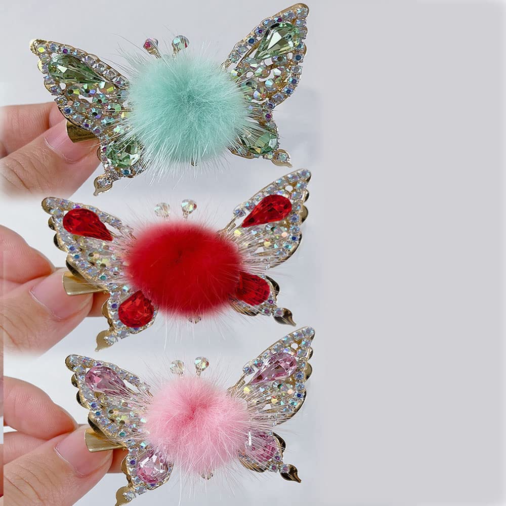 QISNG 6 Pcs Flying Butterfly Hairpin, Moving Flying Butterfly Hairpin, Sparkly Flying Butterfly Hair Clips (3 Color-b)