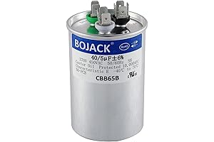 BOJACK 40+5 uF 40/5 MFD ±6% 370V/440 VAC CBB65 Dual Run Circular...