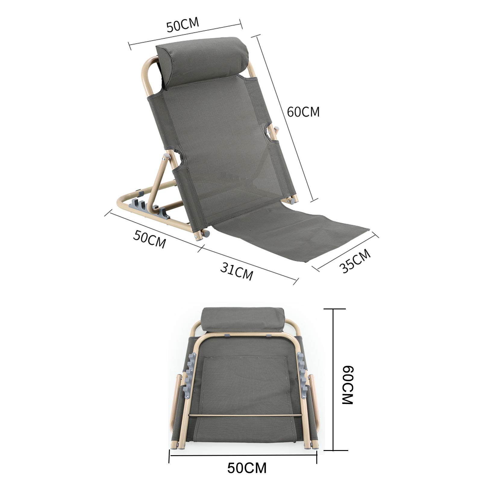 Dossier De Lit Ajustable En Tissu Oxford Pour Personnes Handicapées Avec Tuyau En Acier Pulvérisé Et Support Inclinable Confortable