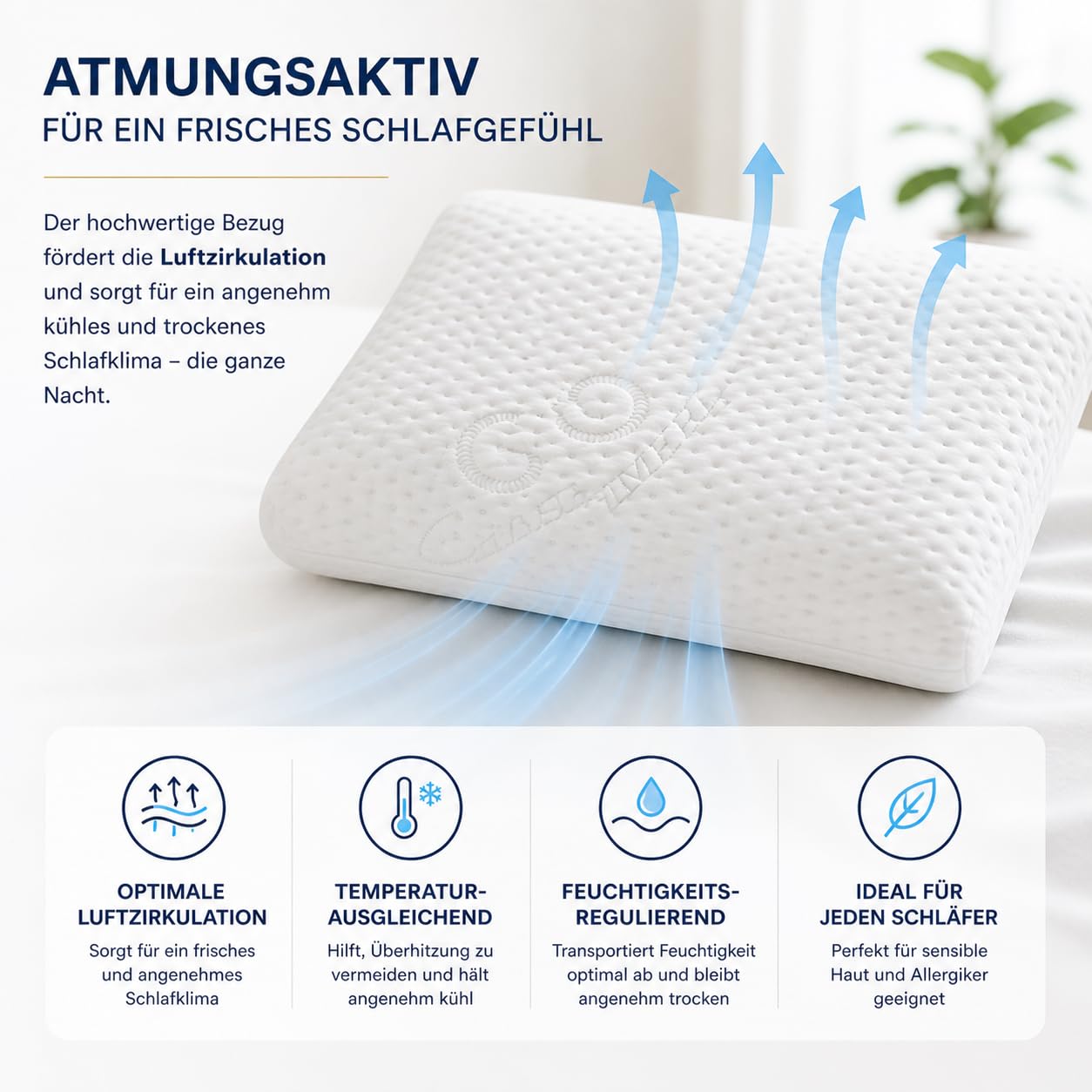 FMP Matratzenmanufaktur Orthopädisches Nackenstützkissen Viscoelastisches Kissen 8,5 cm hoch weiß