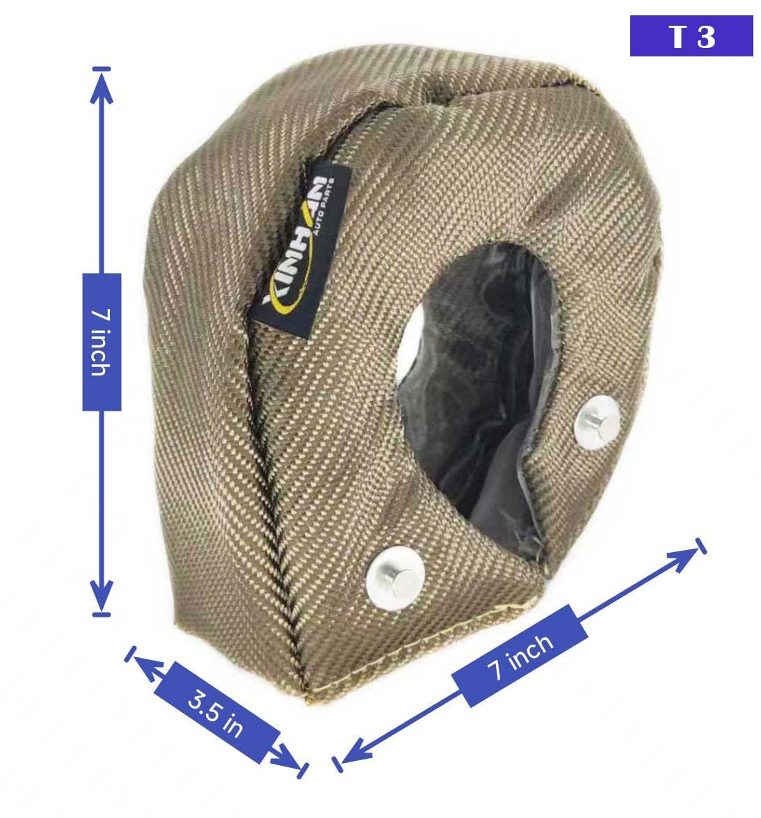 XINHAN Manta Turbo de Titanio T25 T3 T4 T6 Cubierta para Turbocompresor Cubierta de Protección Térmica con Resortes de Sujeción (T3)