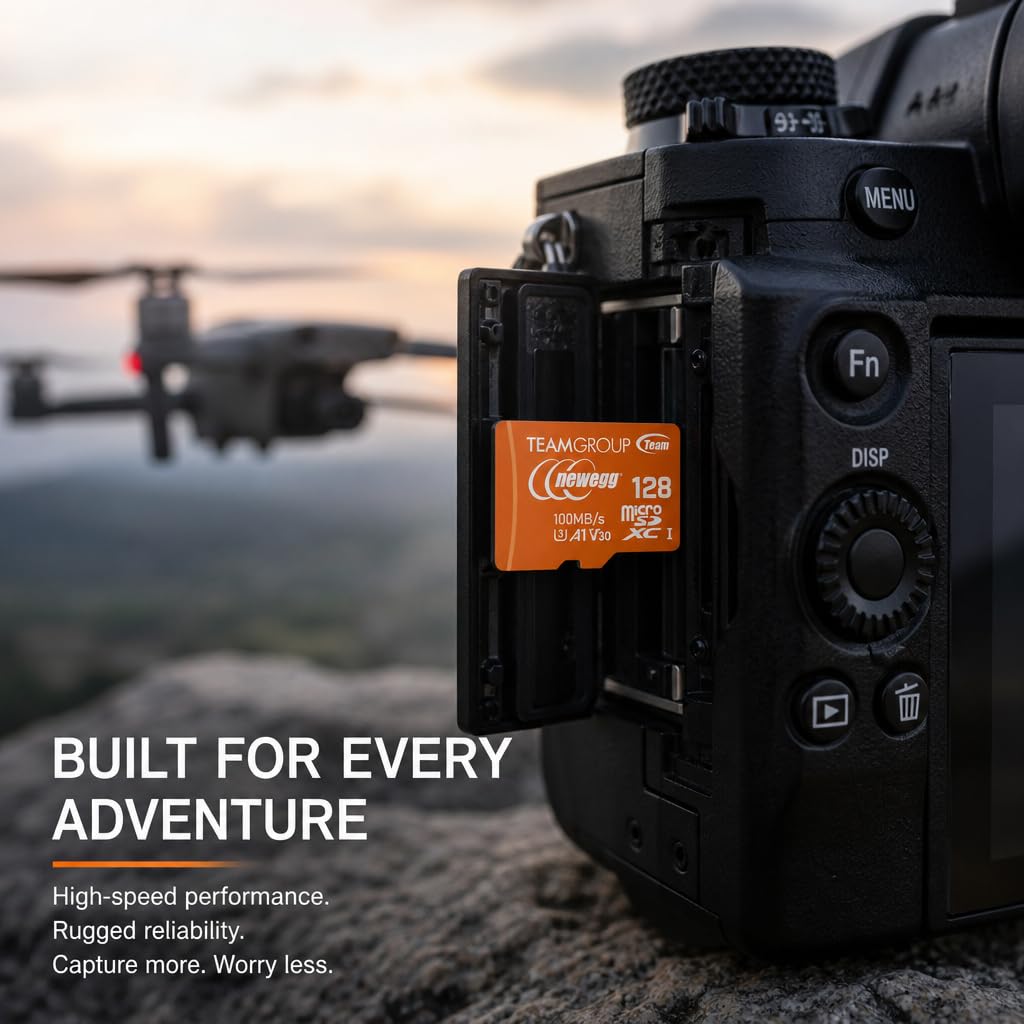 NEWEGG Scheda microSDXC A1, velocità di lettura fino a 100 MB/s, 128 GB per fotocamere, droni e smartphone Android, 4K UHD U3 V30, TUSDX128GIV30A172