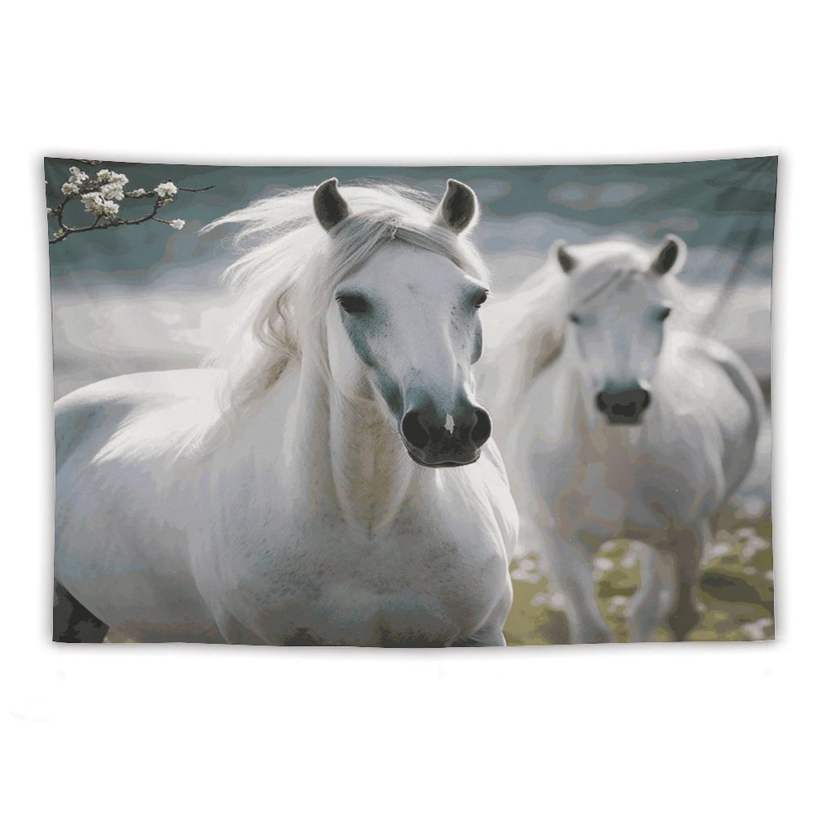 LDGSUPH White Horses Tapestry Wall Hanging Decor Anti-fading Aesthetic Wall Tapestries Fashion Wall Blanket Decor Modern Wall Art Tapestry for Bedroom Home Decor 60"x90"