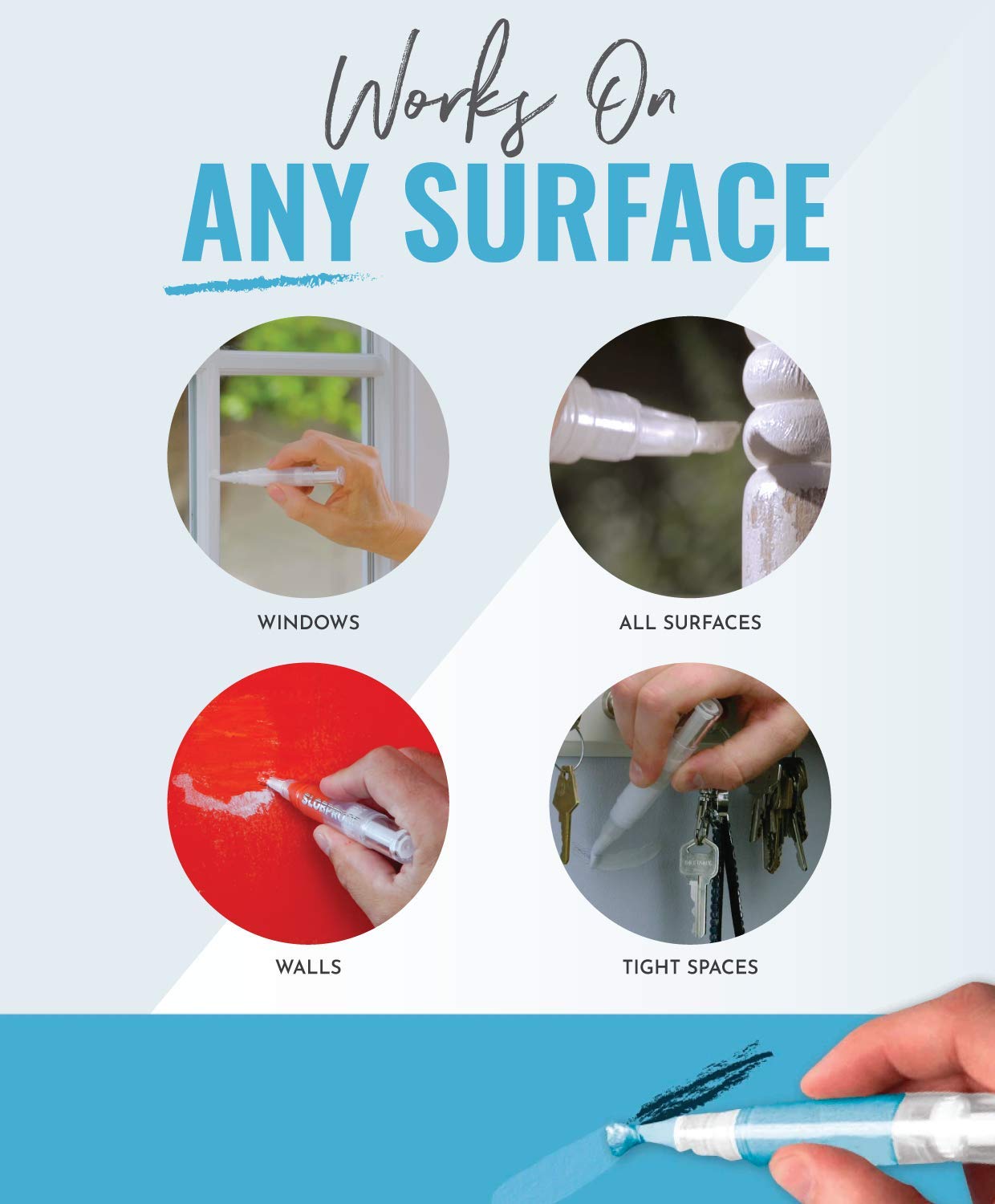 Slobproof TouchUp Paint Pen Fillable Paint Brush Pens for Interior Paint Touch Ups to Drywall