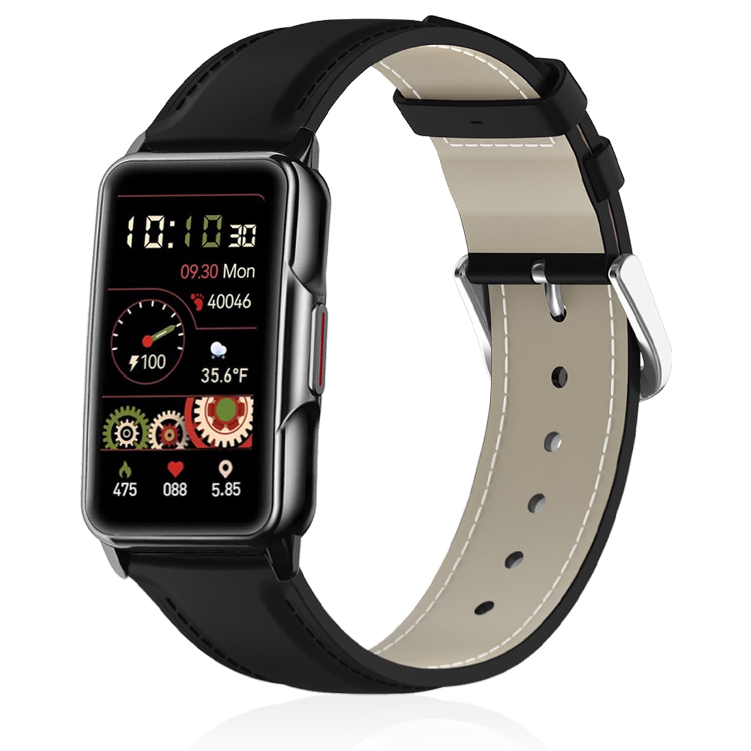 Lzwldan Leather Watch Bands Compatible with Mindrose H80 1.47 inch Smart Watch, Soft Genuine Leather Replacement Wristband for Mindrose H80 Fitness