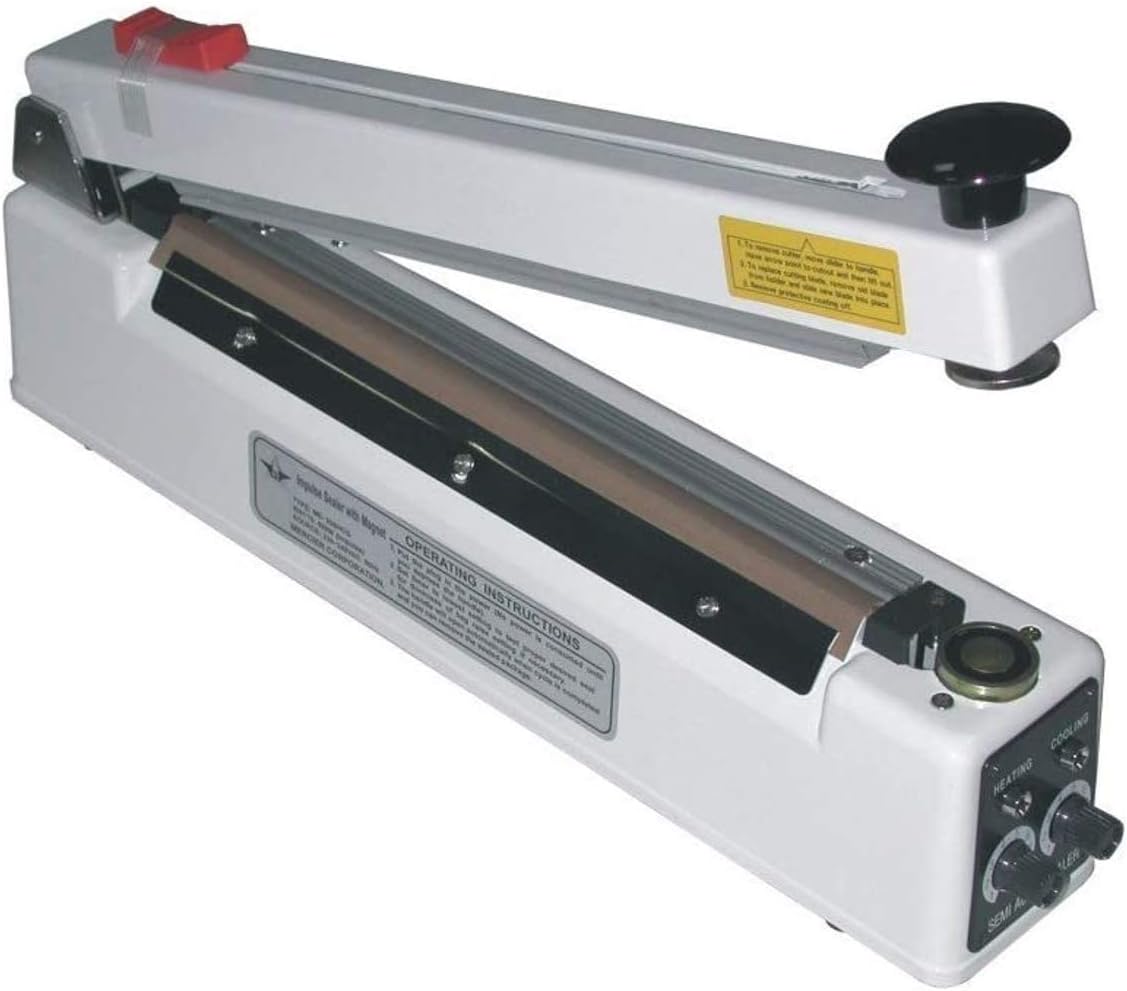 American International Electric AIE-400MC Portable Impulse Sealer, Dual Timers, Magnetic Connector, Built-in Sliding Blade, 2mm Wide Seal, 16" Seal Length, Up to 6 mil Material Thickness