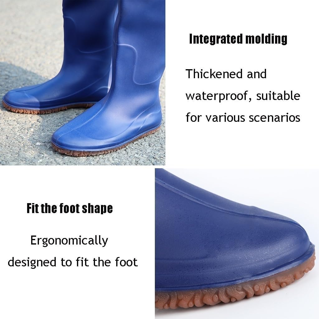 Wodery Męskie I Damskie Wodoodporne Buty Wędkarskie Z Antypoślizgową Gumową Podeszwą I Regulowaną Klamrą, Green, 6.5 UK