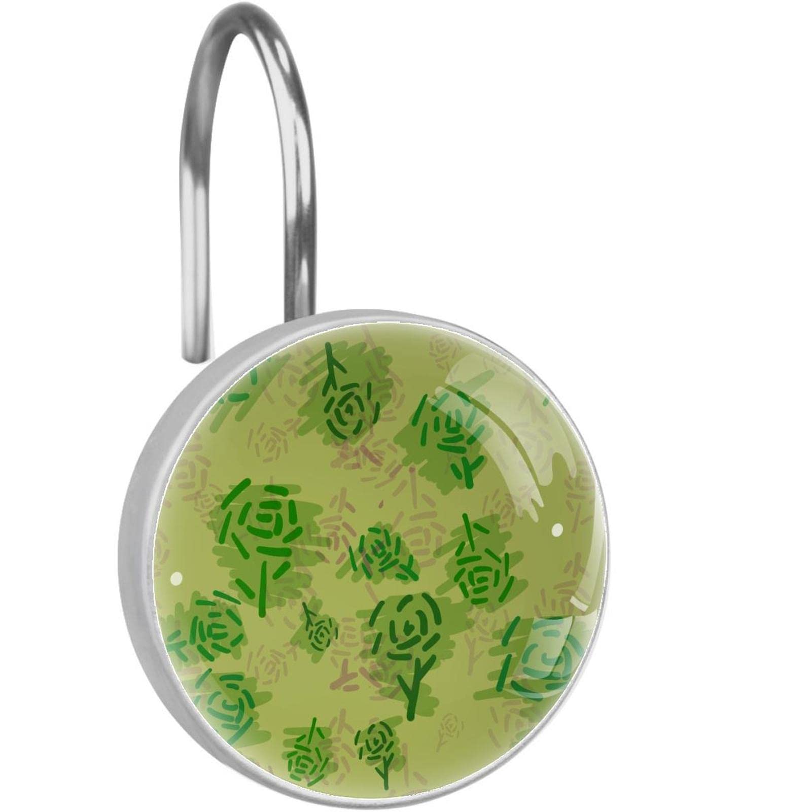 Crochets rideau de douche acier inoxydable motif rose verte haut de gamme