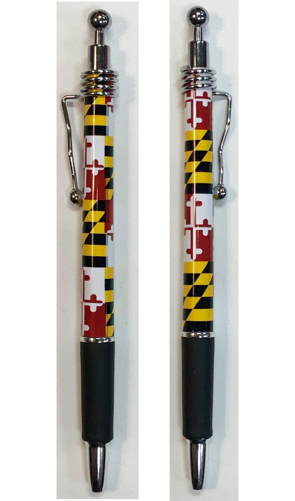 Maryland Flag Retractable Black Ball Point Medium Pen