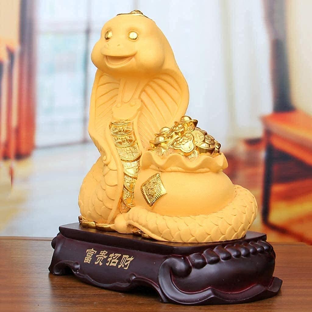 Statua rzeźba figurki na zewnątrz do ogrodu patio trawnik podwórko dekoracje ozdoby feng shui zodiak duży rozmiar złoty top dekoracja figurka żywica wąż statuetki kolekcja przyciąga bogactwo i