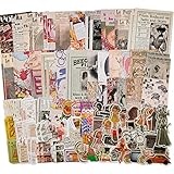 Knaid Vintage Scrapbook Supplies Pack (200 Pieces) for Junk Journal Bullet Journals Planners Aesthetic Paper Stickers Craft Kits Cottagecore Collage Album (Retro)