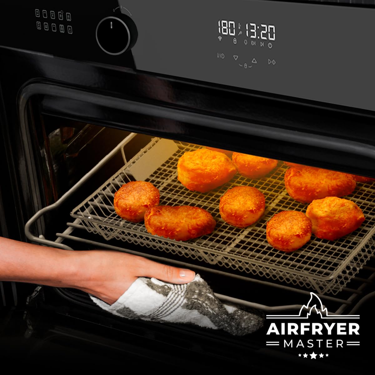 Cecotec Forno Bolero Hexa AF319000 Glass Black A, Classe A, 133 L, 11 Funzioni con AIrFryer, Pizza Master, Steam Assist, Easy Clean, 5 Posizioni