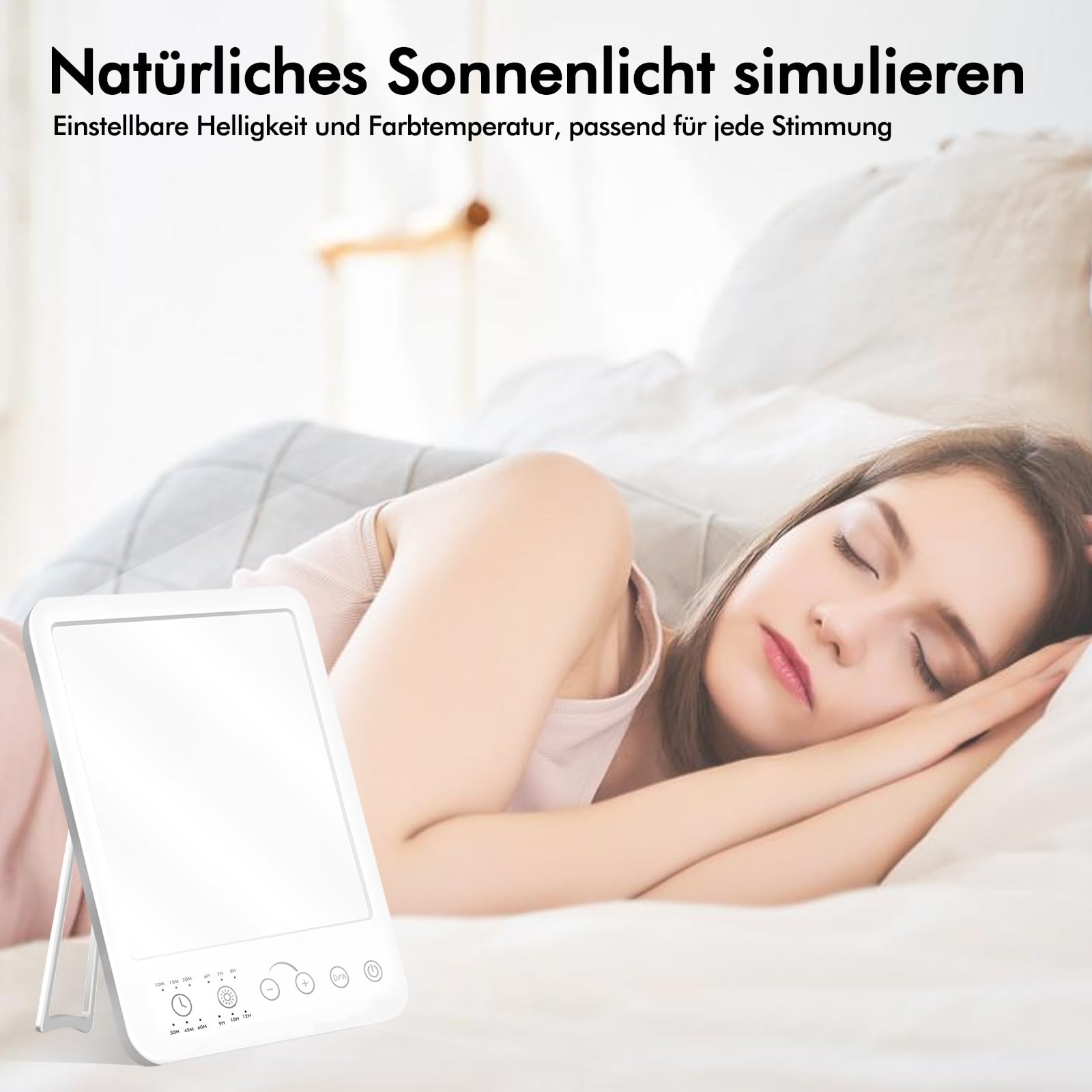 HOSPAOP Lámpara de Luz Diurna 10000 Lux LED Terapia de Luz sin UV con Regulador de Intensidad, Lámpara de Fototerapia de Espectro Completo con Temporizador y Memoria