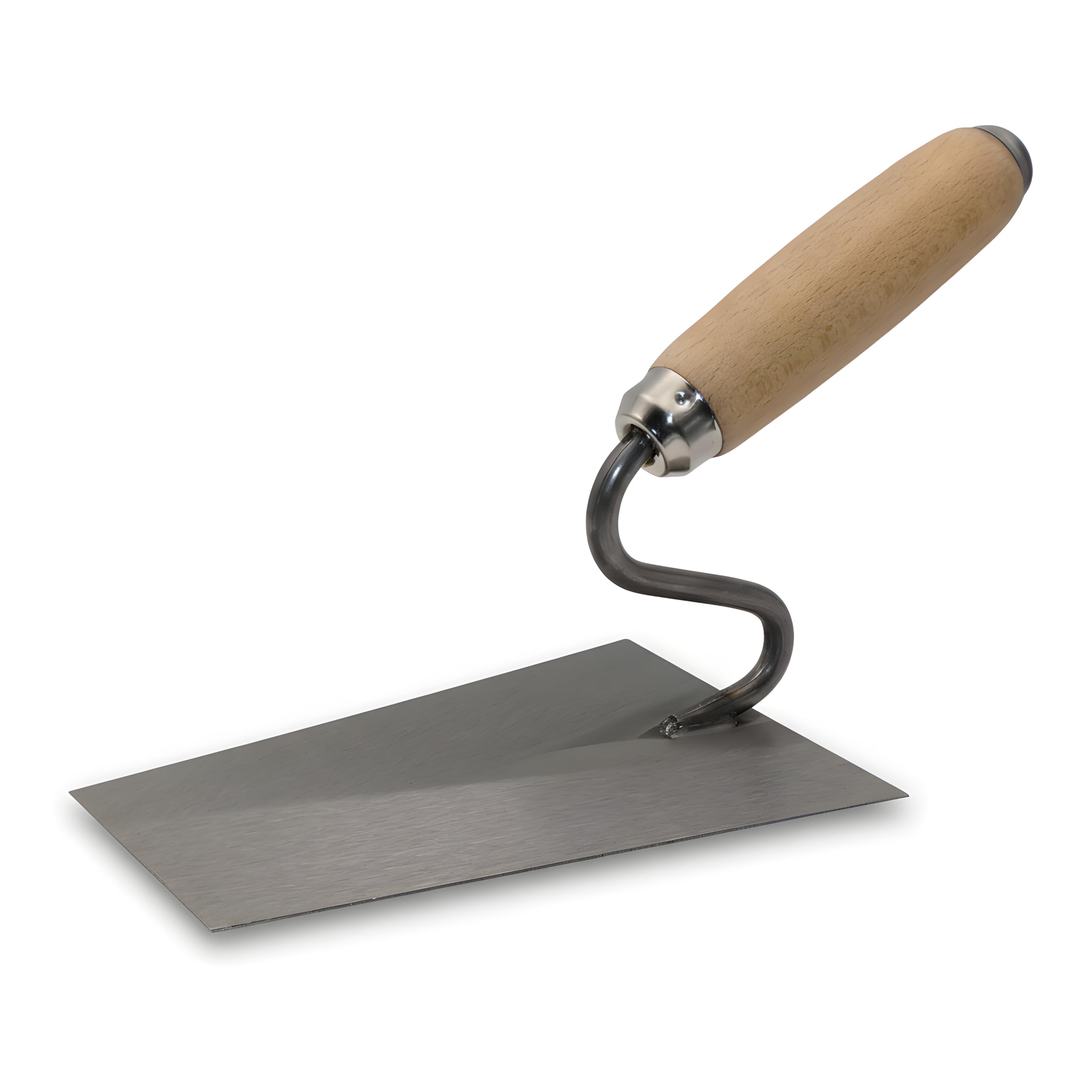 DEWEPRO Tiroler Maurerkelle 180x120x80mm – Italienische Putzkelle Mit S-Hals Schwanenhals – Gehärtetes 1,2mm Stahlblatt Konisch Geschliffen – Holzgriff Profi Werkzeug Für Putz Mörtel Beton