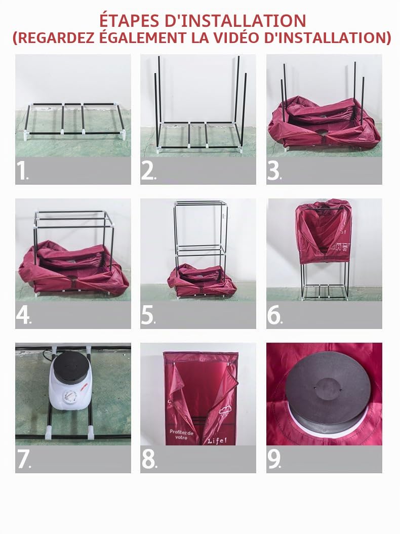 Portable dryer, Home Portable électrique Séchoir, Séchoir à Linge electrique portable, Seche linge pliable -EU plug(1000W)