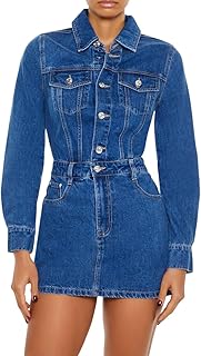 فستان جينز قصير بزرار أمامية للنساء من فوريفر 21