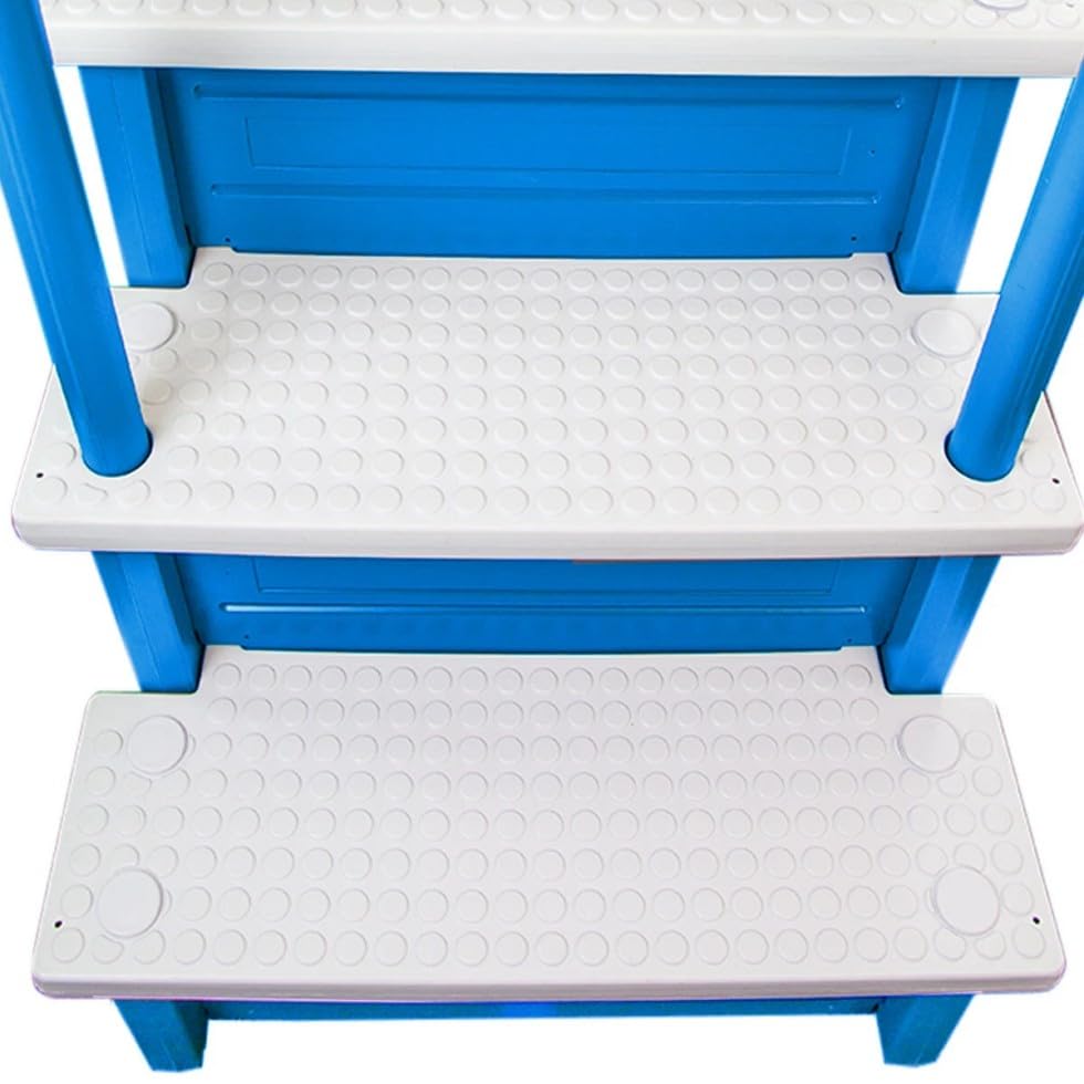 Escalera para piscina azul con escalones blancos miniatura 5