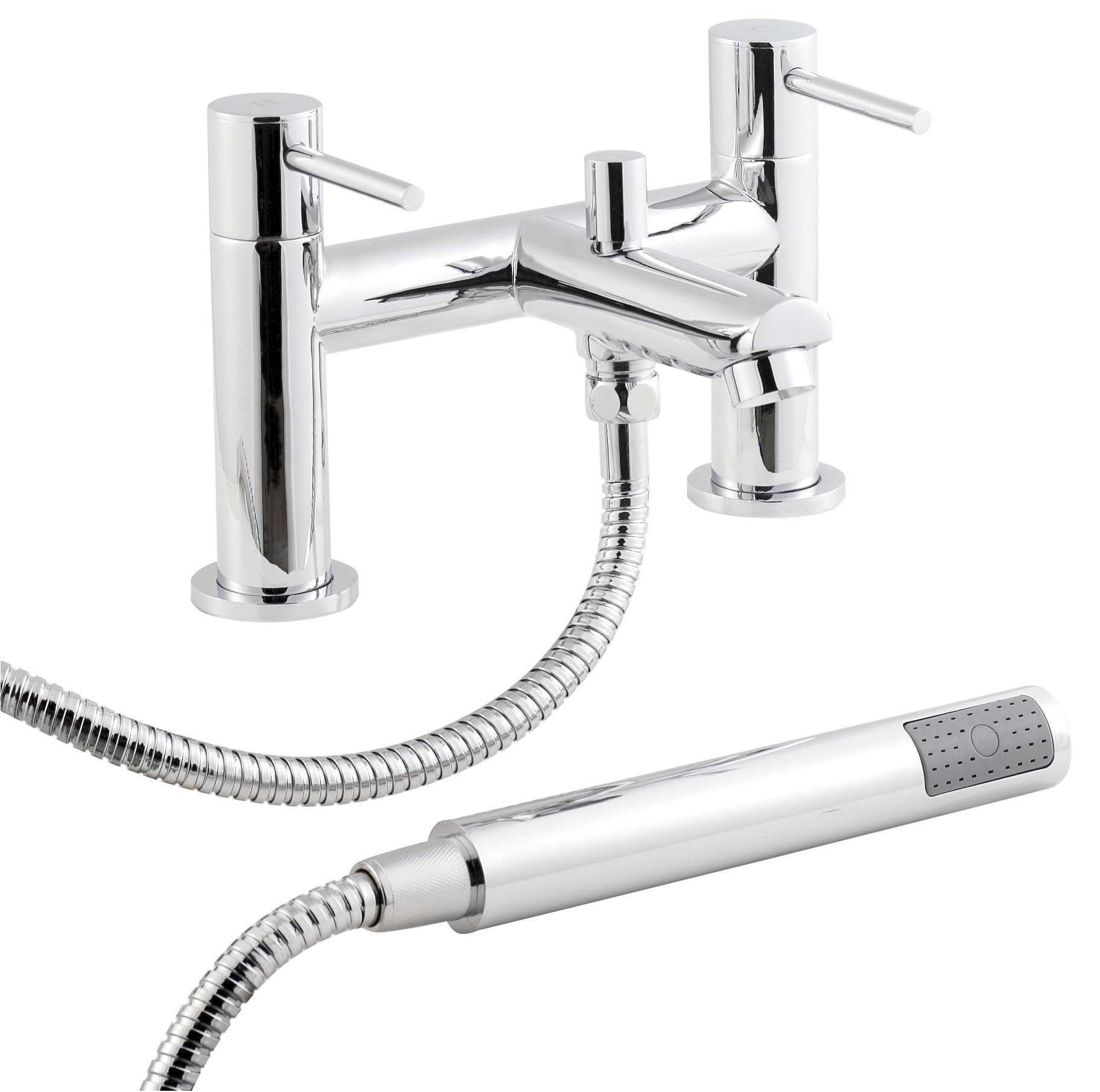 nuie Chrome Bath Shower Mixer - Silver - Brass and ABS Construction - Ceramic Disc Technology