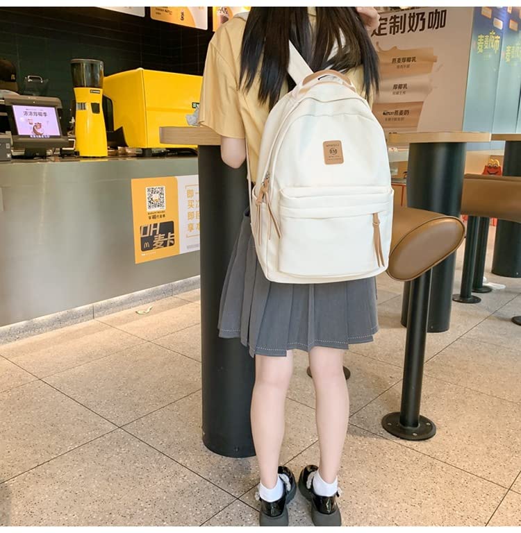 Sumleno Preppy Aesthetic Backpacks for Women Men - Cute Bookbag Travel Laptop Backpack Casual Daypack for College Mochilas (White,One Size)4